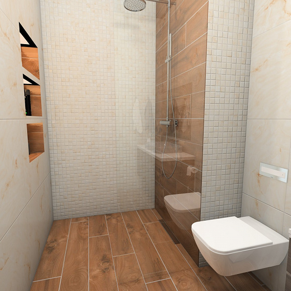 Ванная комната 3.2x1.6 Natural Beige, полы Barma Cafe1